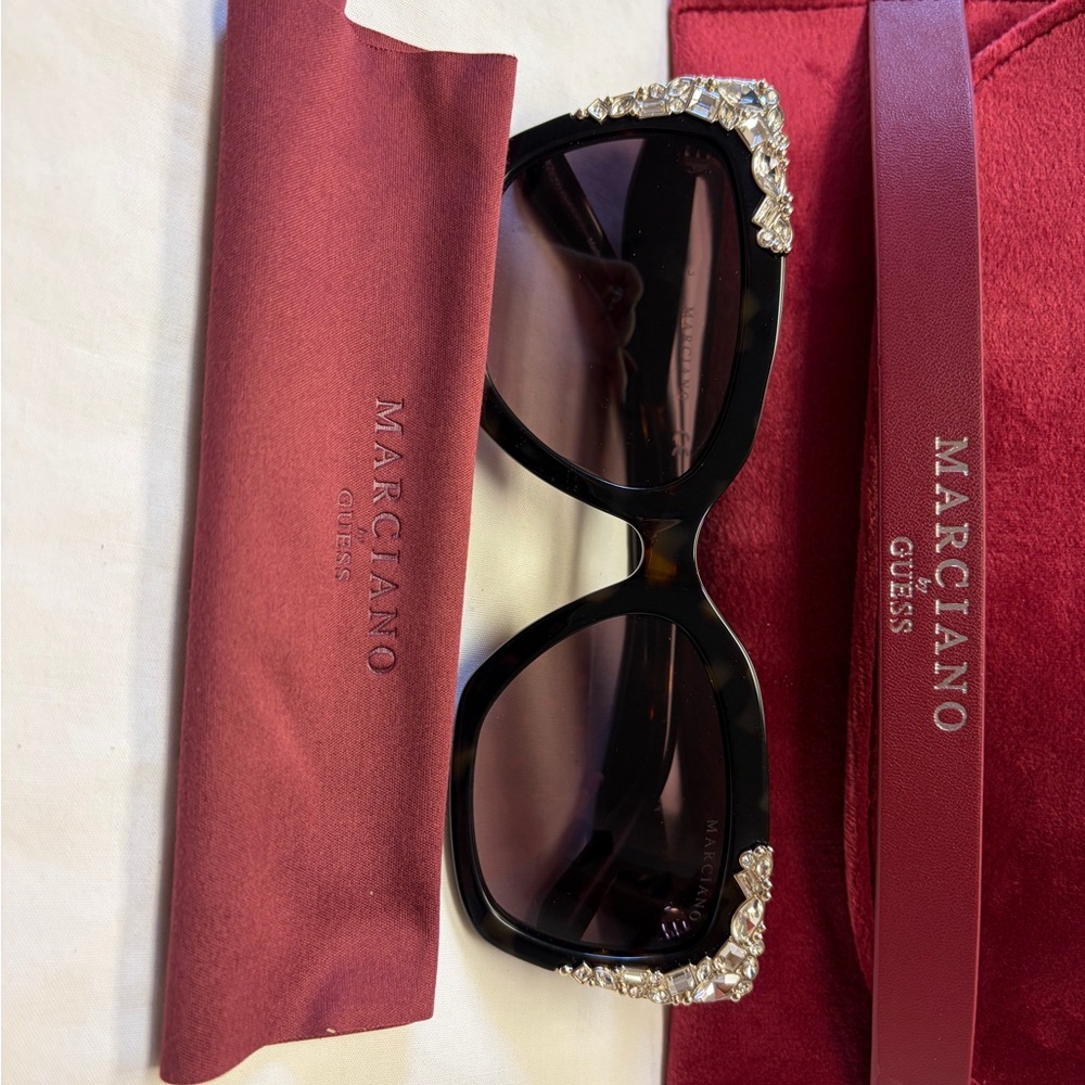 Marciano Black Sunglasses with Crystal Embellishments
